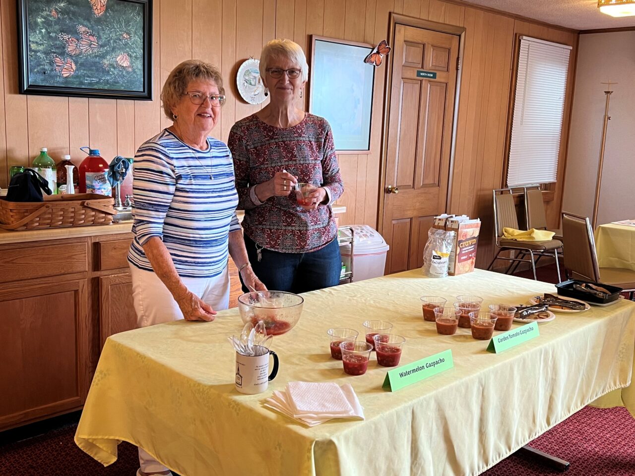 Sue and Ann make gazpacho